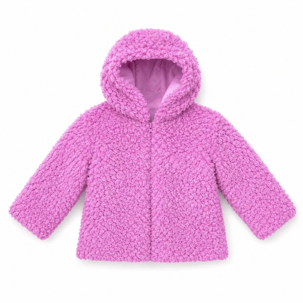 The Children's Place Girls Coat‎ Size 18 Months Pink Fuzzy Furry Soft NEW
